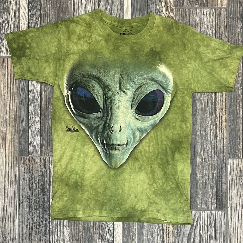 ALIEN FACE Tie-Dye T-Shirt THE MOUNTAIN Brand 2013 Youth Size Large - EUC‎